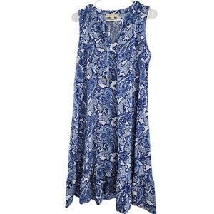 MICHAEL MICHAEL KORS LARGE PAISLEY BOHO V-NECK NECK TIE TIERED A-LINE MIDI DRESS